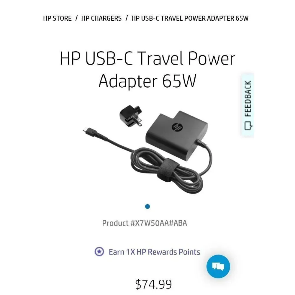 HP USB-C Travel Power Adapter 65W OEM